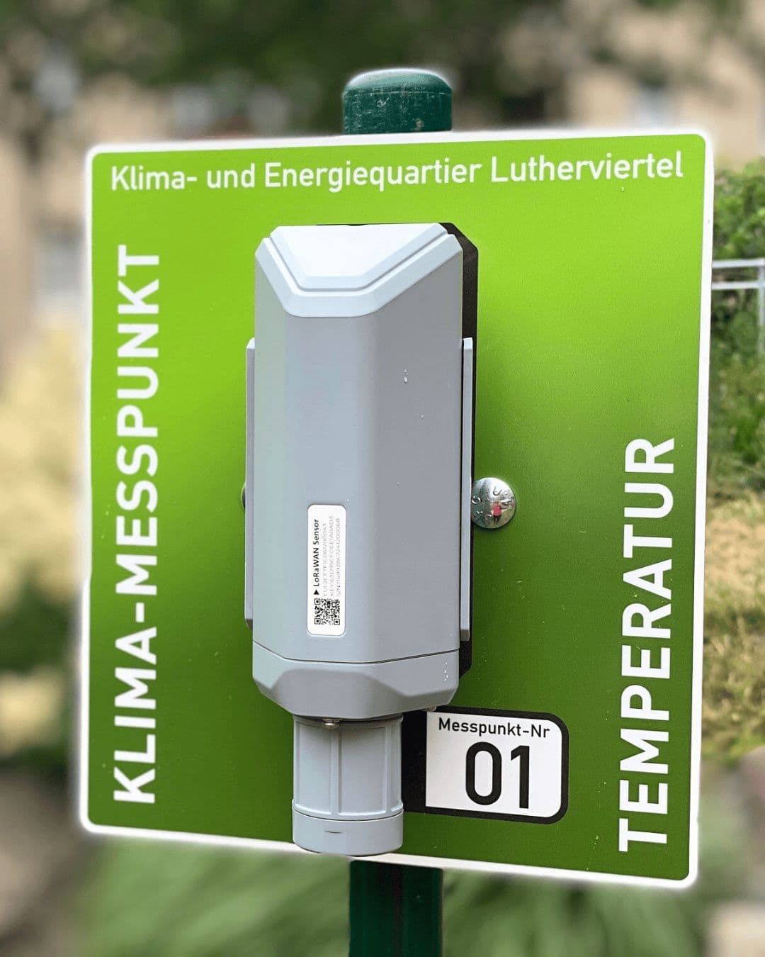 Messpunkt eines Sensors im Lutherviertel; Foto von: Stadtwerke Halle